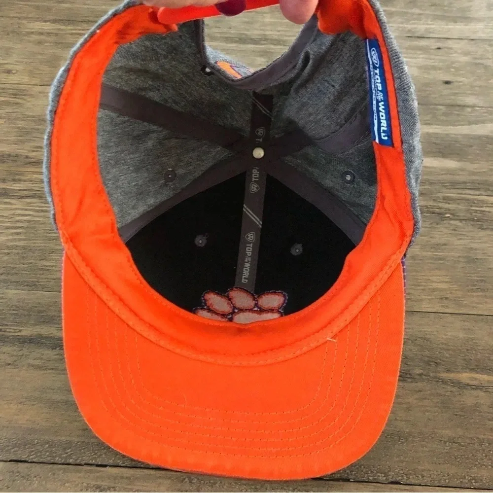 Clemson University Tigers Gray Flat‎ Brim Baseball Hat Cap Embroidered Snap Back